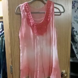 Canyon River Blues Coral Sleeveless Tunic with Lace Detail